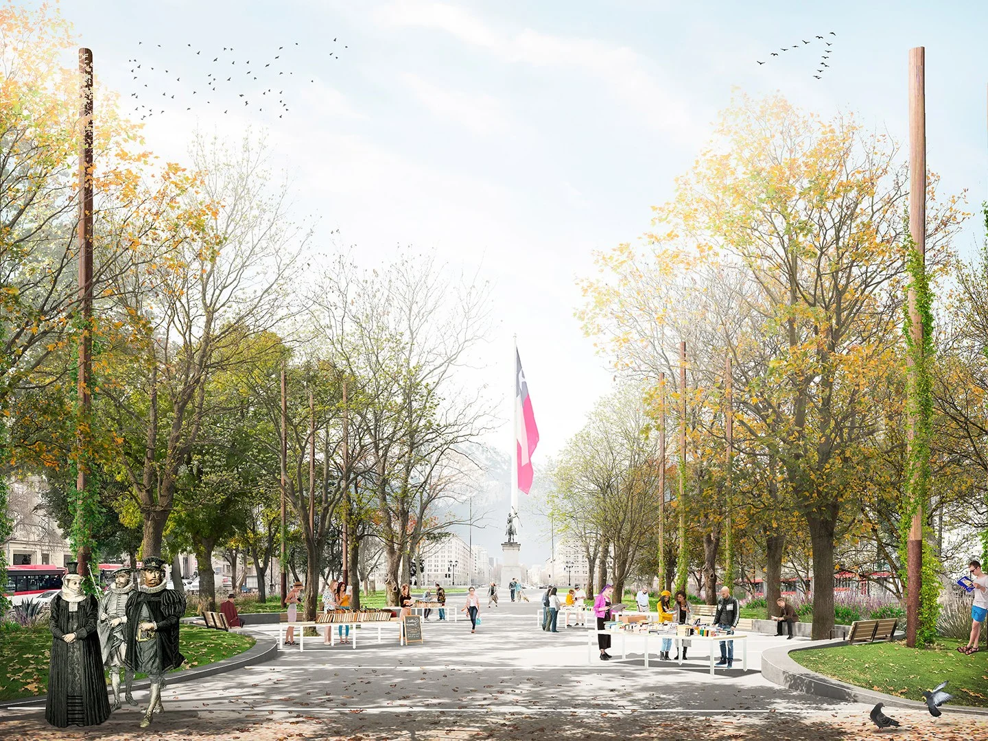 Comienzo de obras Bandejón Eje Central Alameda